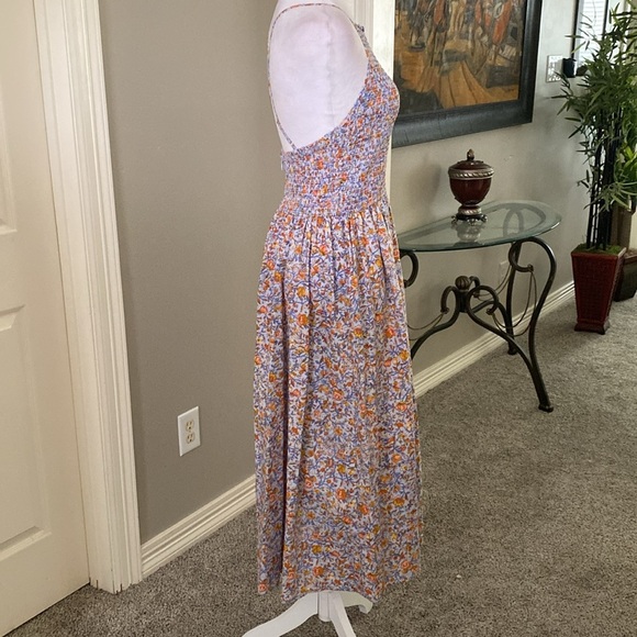 J. Crew Pink and Purple Floral Cotton Halter Neck Midi Sundress size S - Picture 7 of 12